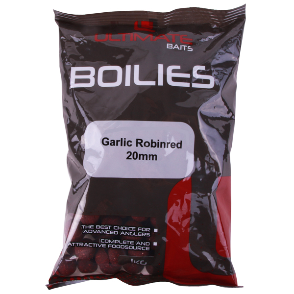 Ultimate Baits Boilies 20mm Garlic Robinred (1kg)