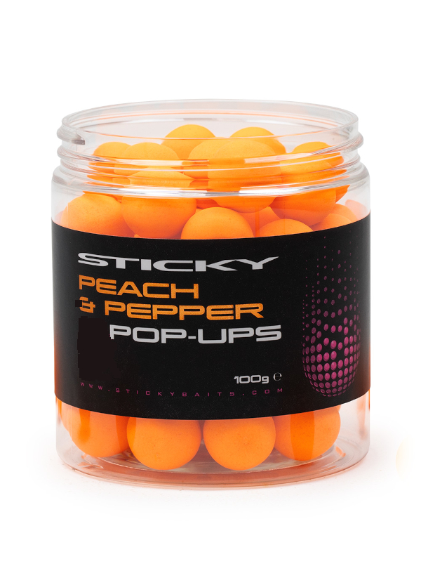 Sticky Baits Peach & Pepper Pop Ups 12mm (100g)