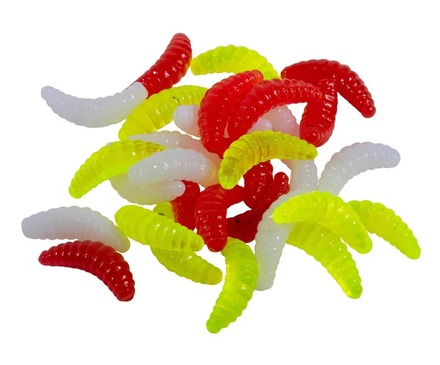 Ultimate Baits maggots large 30pcs (white, red & yellow)