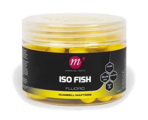 Mainline ISO Fish Fluoro Dumbell Wafters Yellow 12x15mm