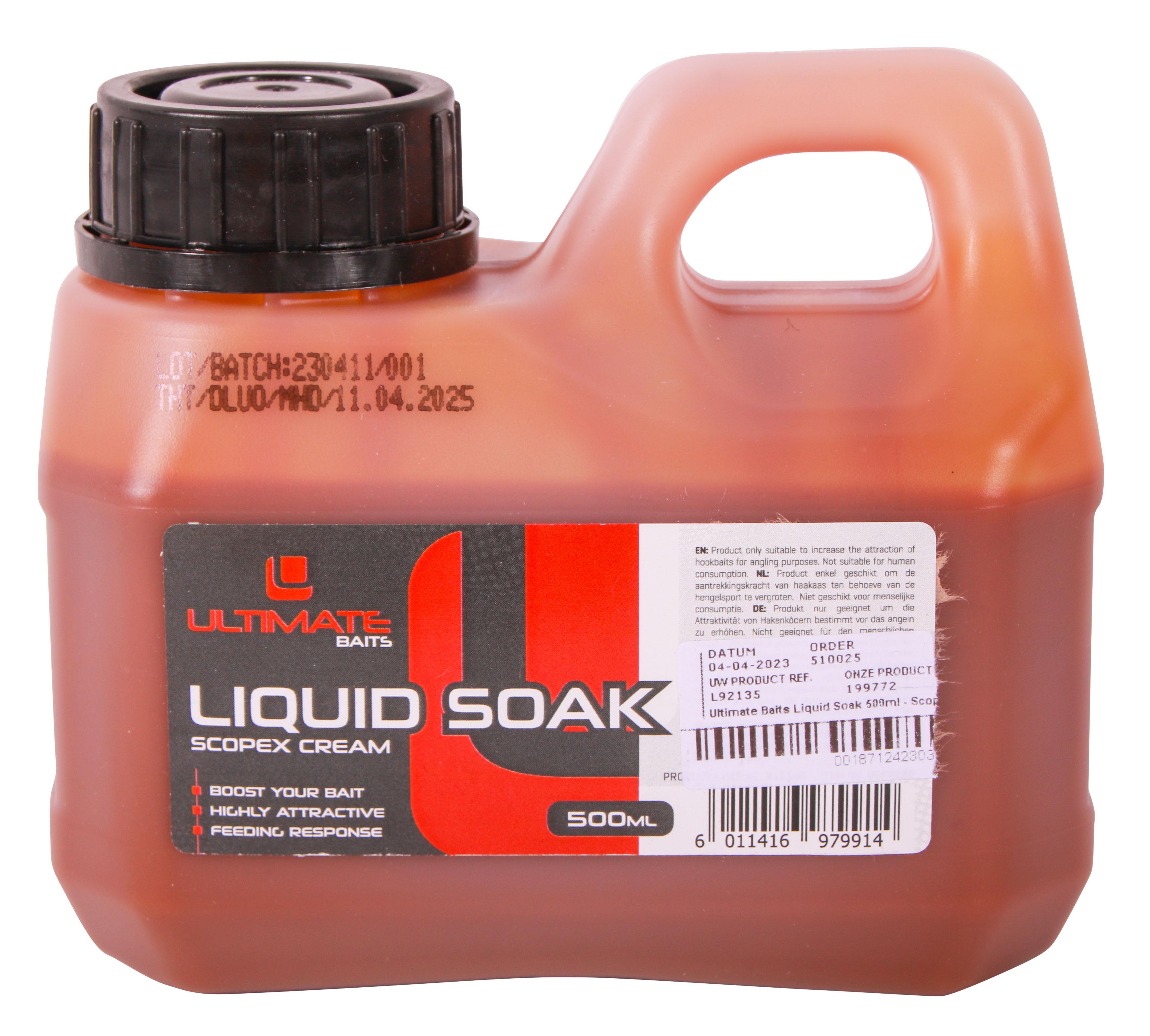 Ultimate Baits Liquid Soak 500ml - Scopex Cream
