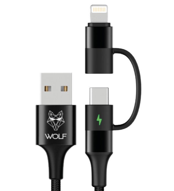 Wolf 2 in 1 Charging Cable
