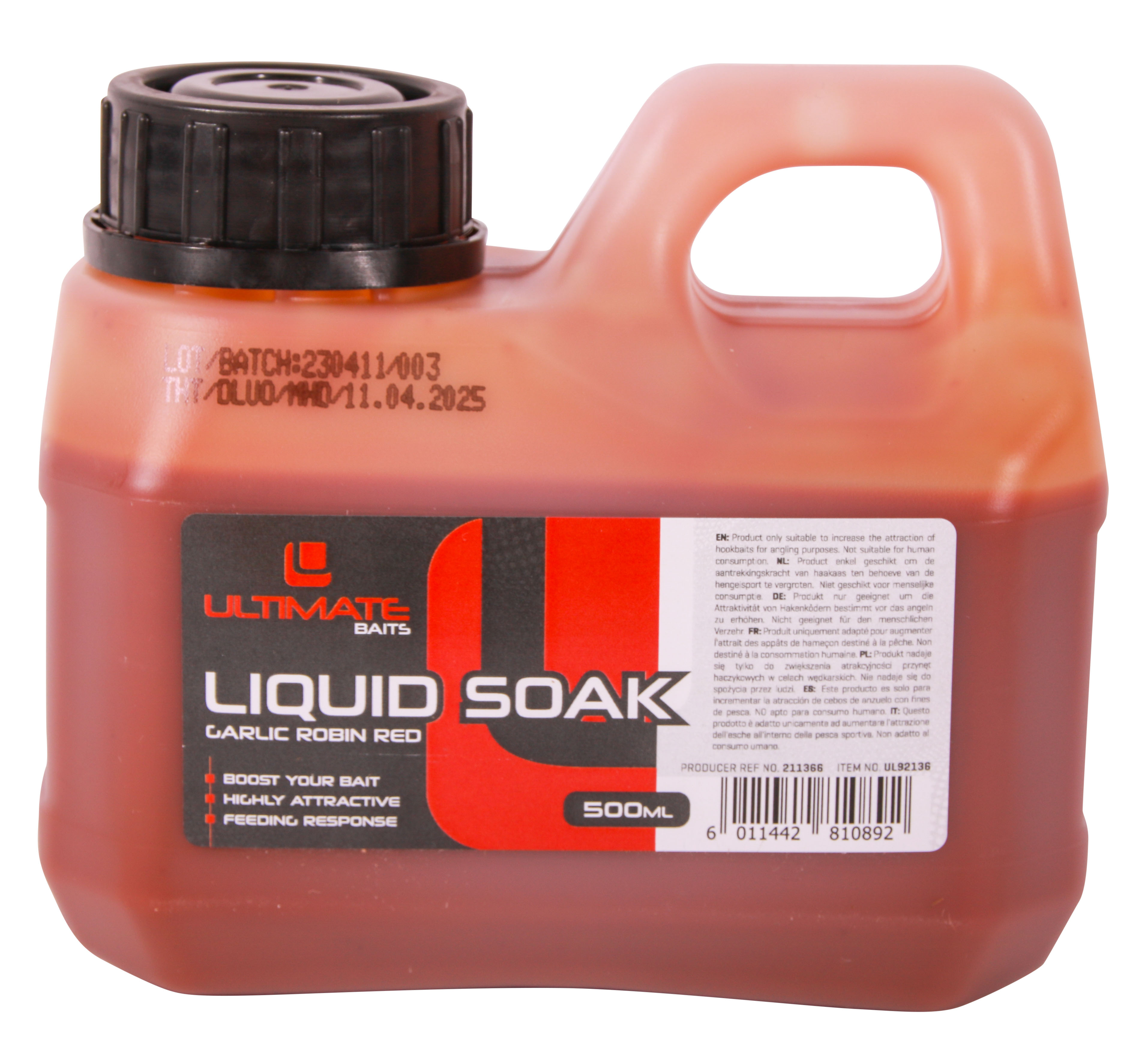 Ultimate Baits Liquid Soak 500ml - Garlic Robin Red