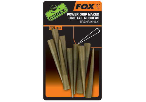 Fox Edges Power Grip Naked Line Tail Rubbers Size 7 'Trans Khaki' (10 stuks)