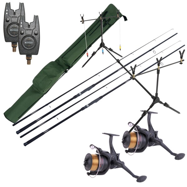 NGT Session Carp Set met hengels, molens, beetmelders, rod pod én foudraal!