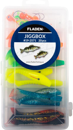 Fladen Minnow shad jigs in tackle box 80mm, 20pcs