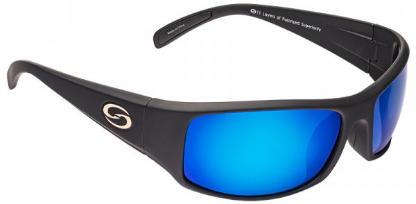 Strike King S11 Optics Zonnebril - Okeechobee Matte Black Frame / Multi Layer White Blue Mirror Gray Base Glasses