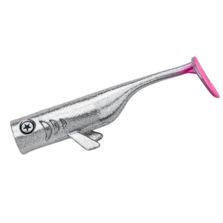 LMAB Drunk Bait Shad 12cm (4 Stuks) Chrome Pinktail