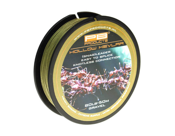 PB Products Hollow Kevlar Leader/Voorslag 50m (80lb) - Gravel