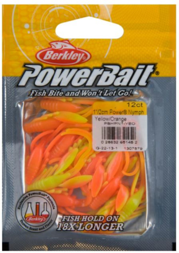 Berkley Powerbait Power Nymph 'Yellow/Orange' 2,5cm (12stuks)