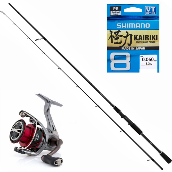 Shimano Yasei Dropshot & Light Jig Set met Stradic molen en Kairiki Braid