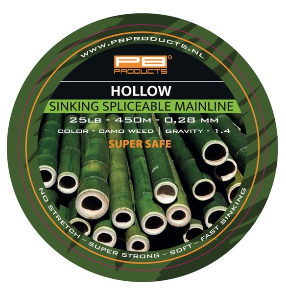 PB Products Hollow Braid Gevlochten Lijn 0.28mm (25lb) 450m Splicable Camo Weed