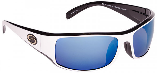 Strike King S11 Optics Zonnebril - Okeechobee Shiny White Black Two Tone Frame / Multi Layer White Blue Mirror Gray Base Glasses