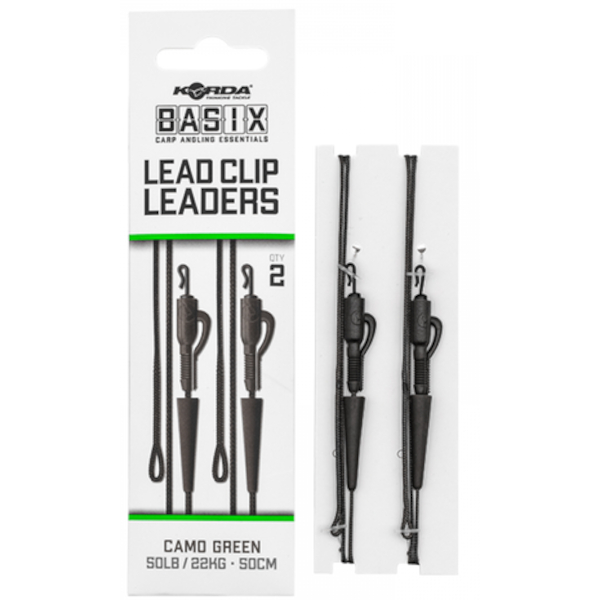 Korda Basix Lead Clip Leaders Camo Green (2 stuks)