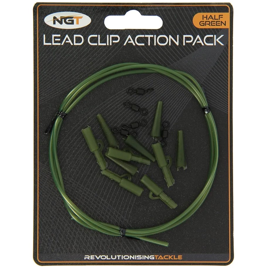 NGT Lead Clip Action Pack Half Green (16pcs)