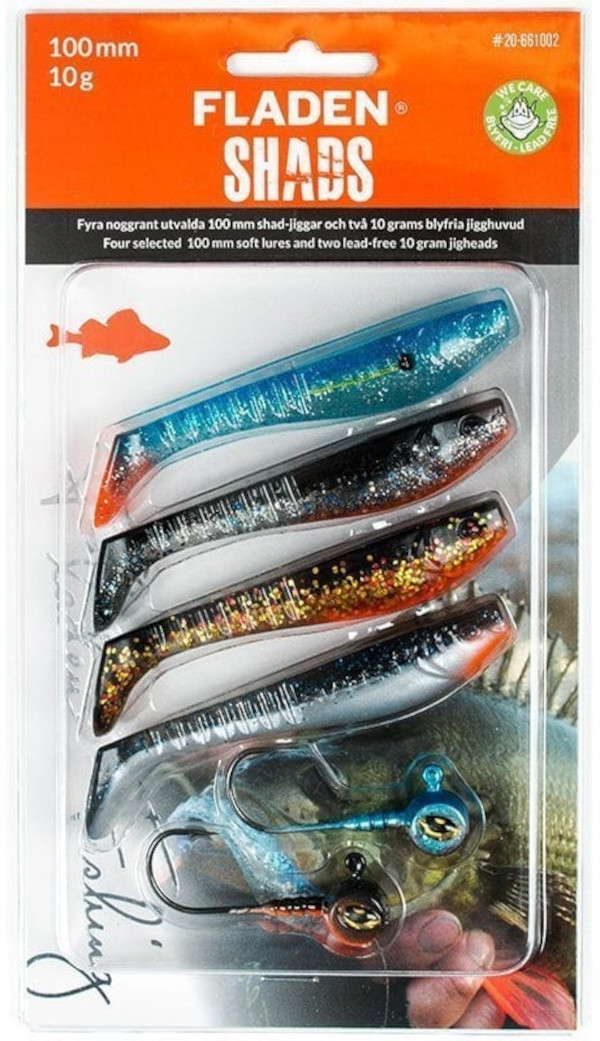 Fladen Soft Lure Assortment 2 Shad 100mm + Jigheads (6-delig)