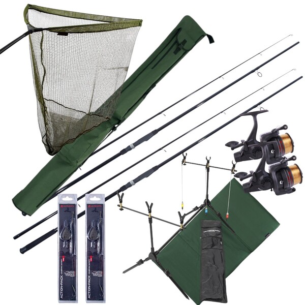 Complete NGT Karper Set met hengels, vrijloopmolens, rodpod, beetmelders en end-tackle!