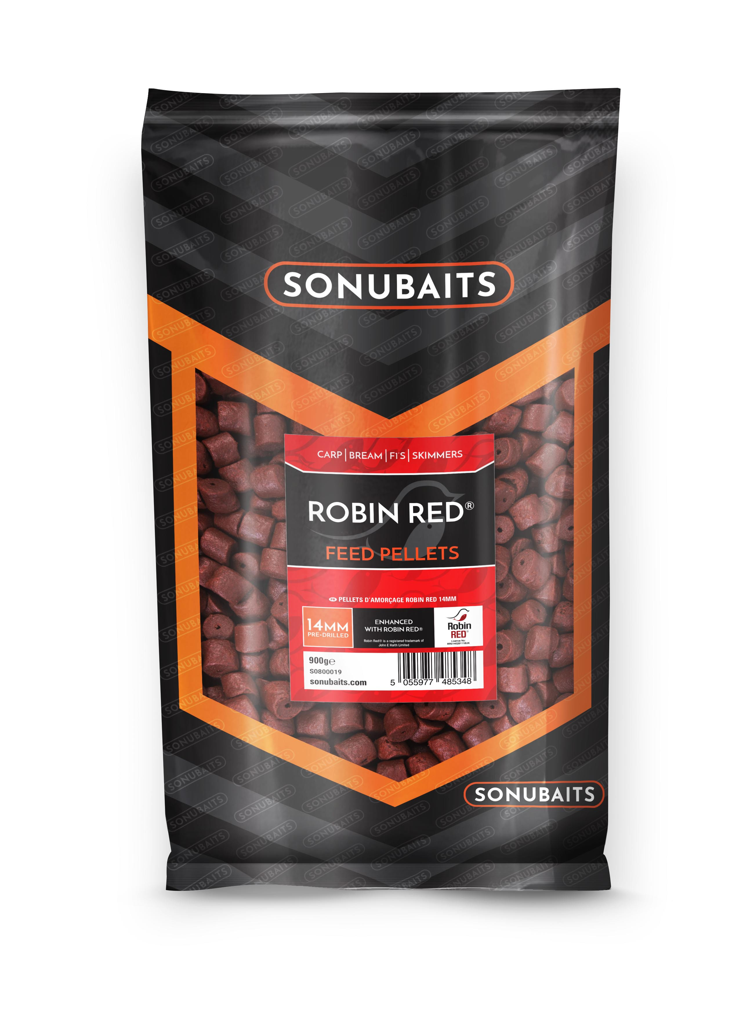 SonuBaits Feed Pellets Robin Red 8mm (Voorgeboord) (900g)