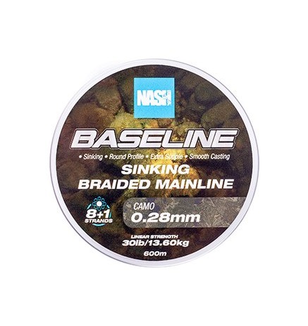 Nash TT Baseline Sinking Braid UV Yellow Gevlochten Lijn (600m)