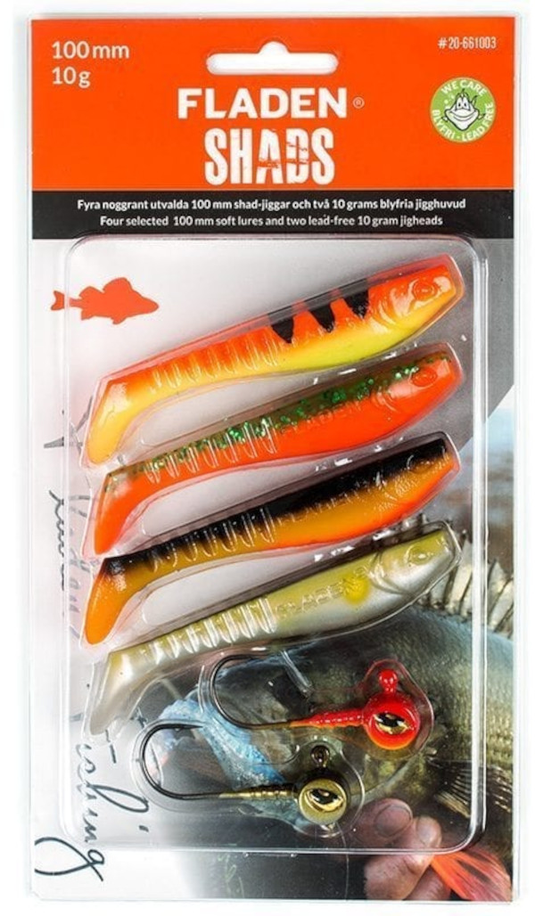 Fladen Soft Lure Assortment 3 Shad 100mm + Jigheads (6-delig)