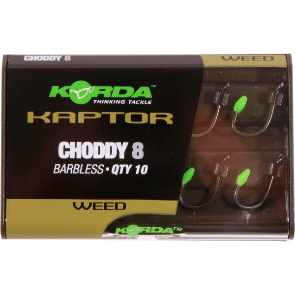 Ultimate Carp Tacklebox, boordevol end-tackle van bekende topmerken - Korda Kaptor Choddy Size 8 Weed (10pcs)