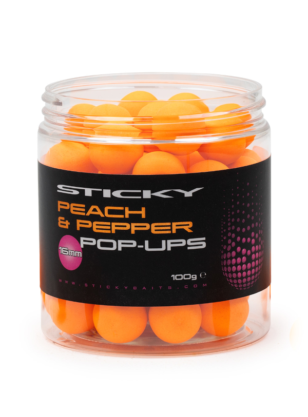 Sticky Baits Peach & Pepper Pop Ups 16mm (100g)