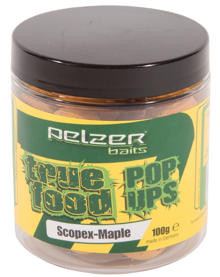 Ultimate Carp Tacklebox, boordevol end-tackle van bekende topmerken - Pelzer True Food Pop Ups 20mm, 100g Scopex-Maple