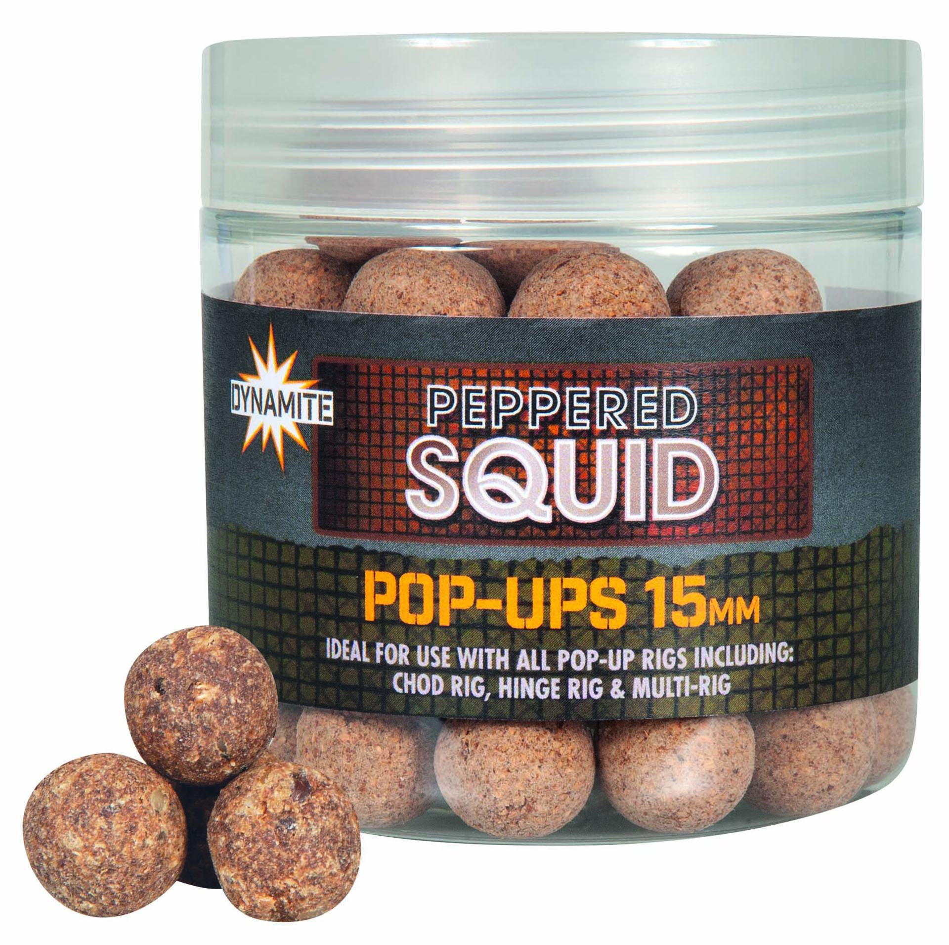 Dynamite Baits Peppered Squid Pop-Ups 15mm (75g)