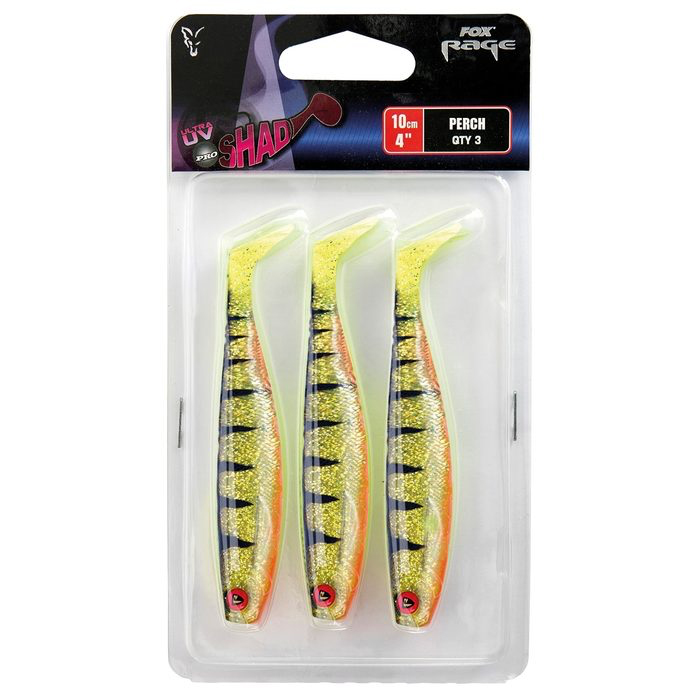 Fox Rage Pro Shad Pack, 10cm (3 stuks) - UV Perch