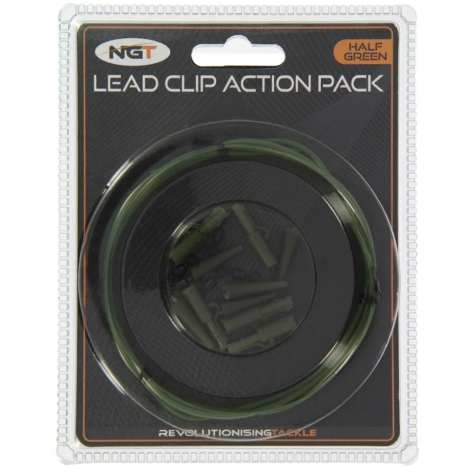 NGT Lead Clip Action Pack Half Green (16pcs)