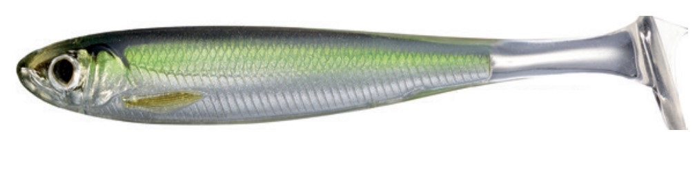 Livetarget Lures Slow-Roll Shiner Paddle Tail Shad Silver/Green 7.6cm (4 Stuks)