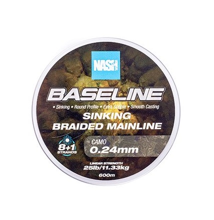Nash TT Baseline Sinking Braid UV Yellow Gevlochten Lijn (600m)