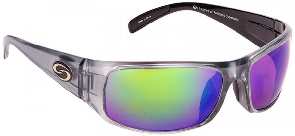 Strike King S11 Optics Zonnebril - Okeechobee Shiny Clear Gray Metallic Black Two Tone Frame / Multi Layer Green Mirror Amber Base Glasses