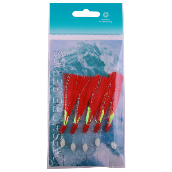 Sea Rig Red Glitter 5 Hooks Paternoster - Red Glitter