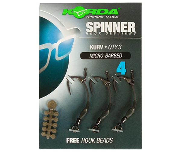 Korda Spinner Hook Sections Inc. Hook Beads Kurv 6 (3stuks)