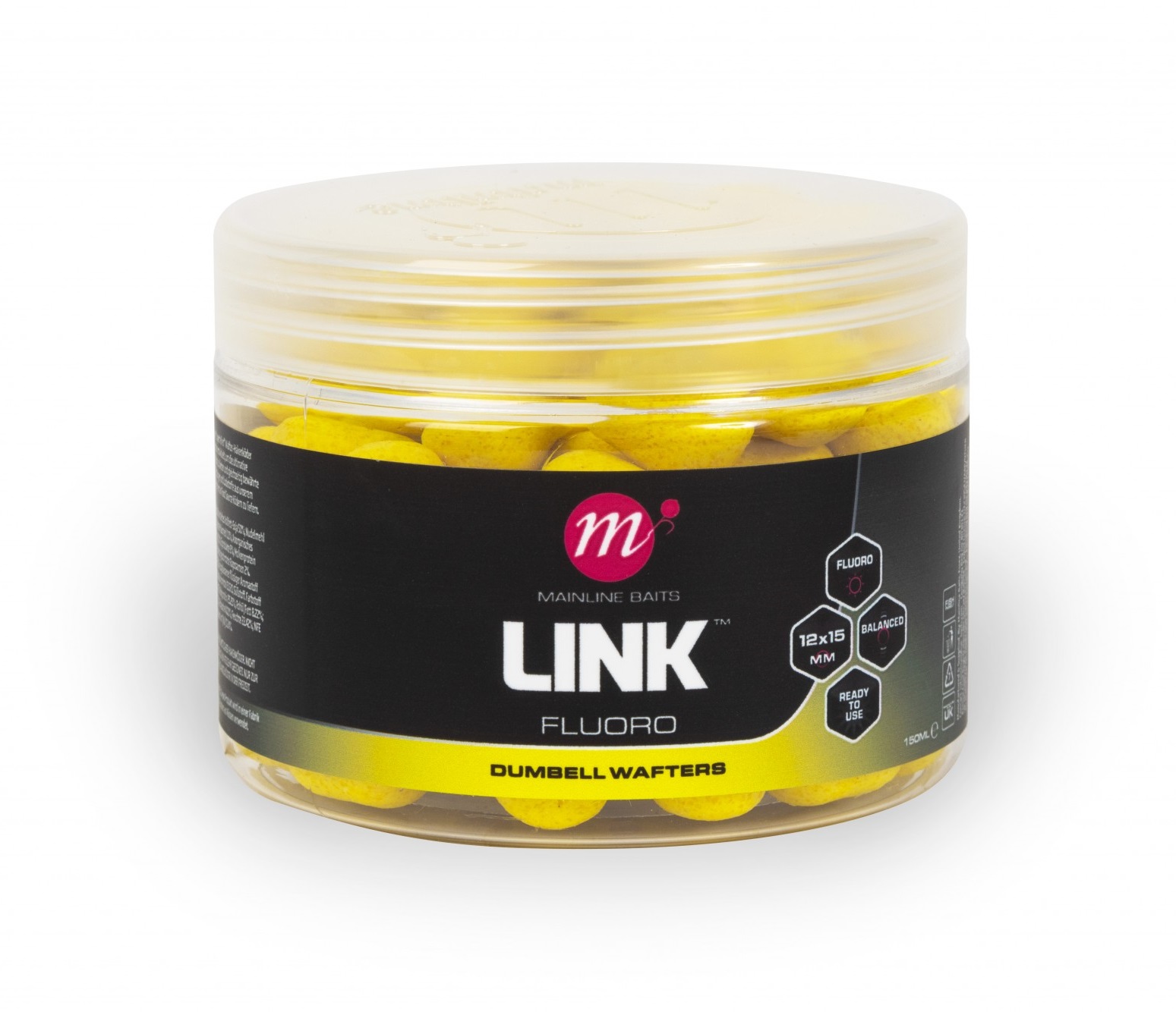 Mainline Link Fluoro Dumbell Wafters Yellow (12x15mm)