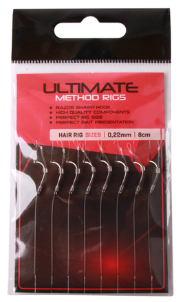 Ultimate Method Hair Rigs Size 10 | 0,22mm | 8cm | 8 stuks