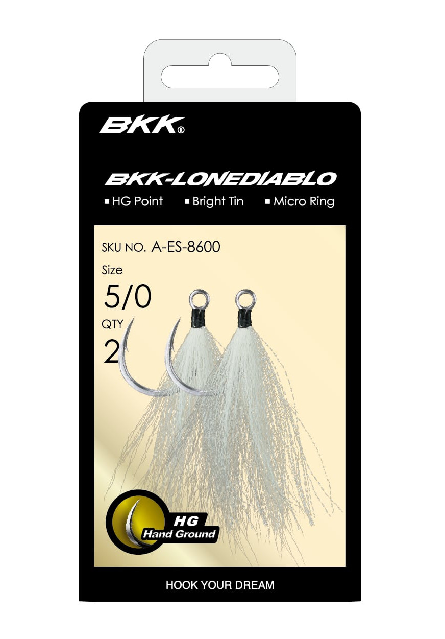 BKK Lone Diablo BT White Bucktail Zeevis Haak (2 Stuks)