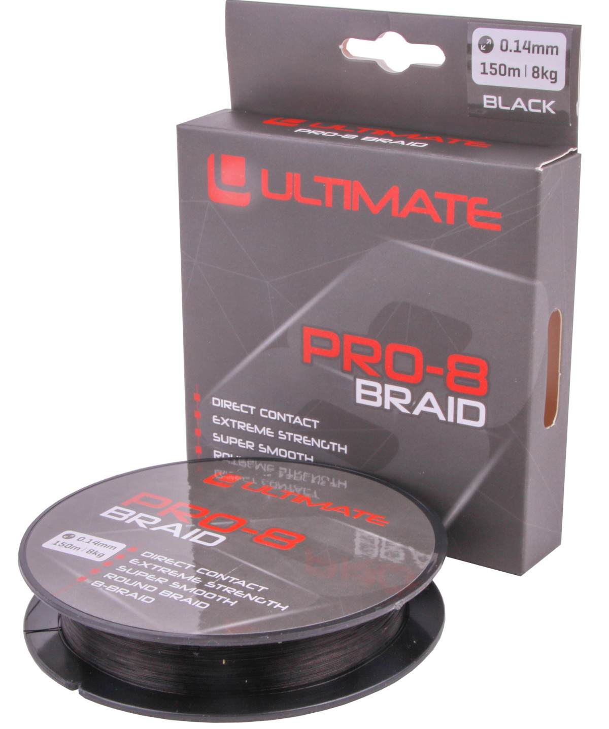 Ultimate Seabass Set met zeebaarshengel, molen, lijn en kunstaas! - Ultimate Pro-8 Braid 0.14mm 8kg 150m Black