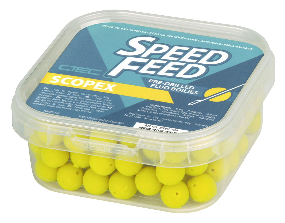 Spro Speedfeed Pre-Drilled Mini Boilies 'Fluo Strawberry' (9mm) (80g)
