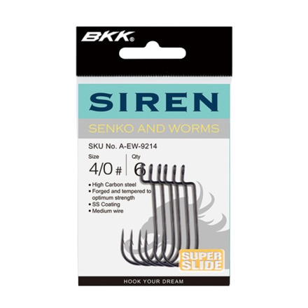 BKK Siren Worm Hook Size 2/0 (6 stuks)