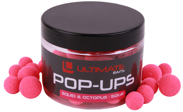 Ultimate Baits Fluo Pop Ups 12+15mm - Pink Squid & Octopus