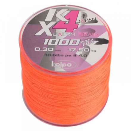 Kolpo K Braid X4 Orange Gevlochten Lijn 1000m