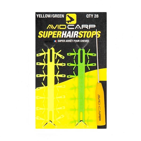 Ultimate Carp Tacklebox, boordevol end-tackle van bekende topmerken - Avid Carp Super Hair Stop - Yellow / Green