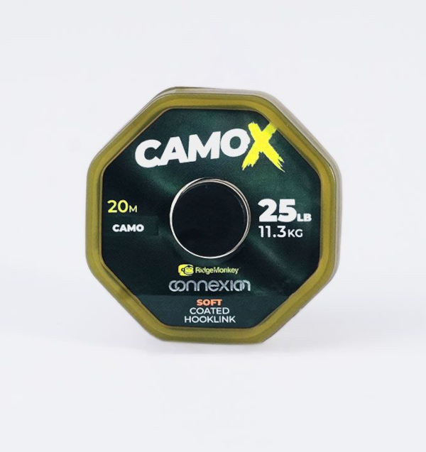 RidgeMonkey Connexion Camo X Soft Coated Hooklink - X Soft Coated Hooklink 25lb/11,3kg Camo 20m
