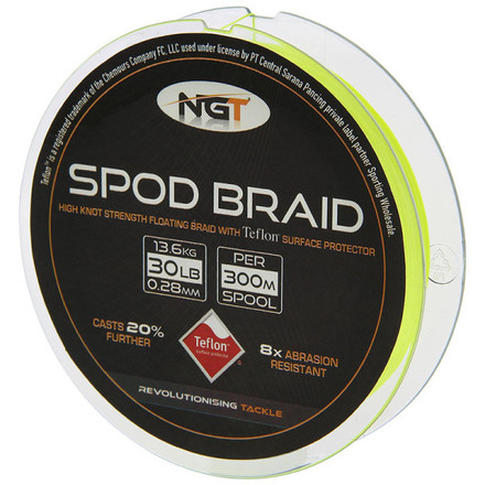 NGT Teflon Coated Floating Spod Braid Fluo Yellow 300m (30lb)