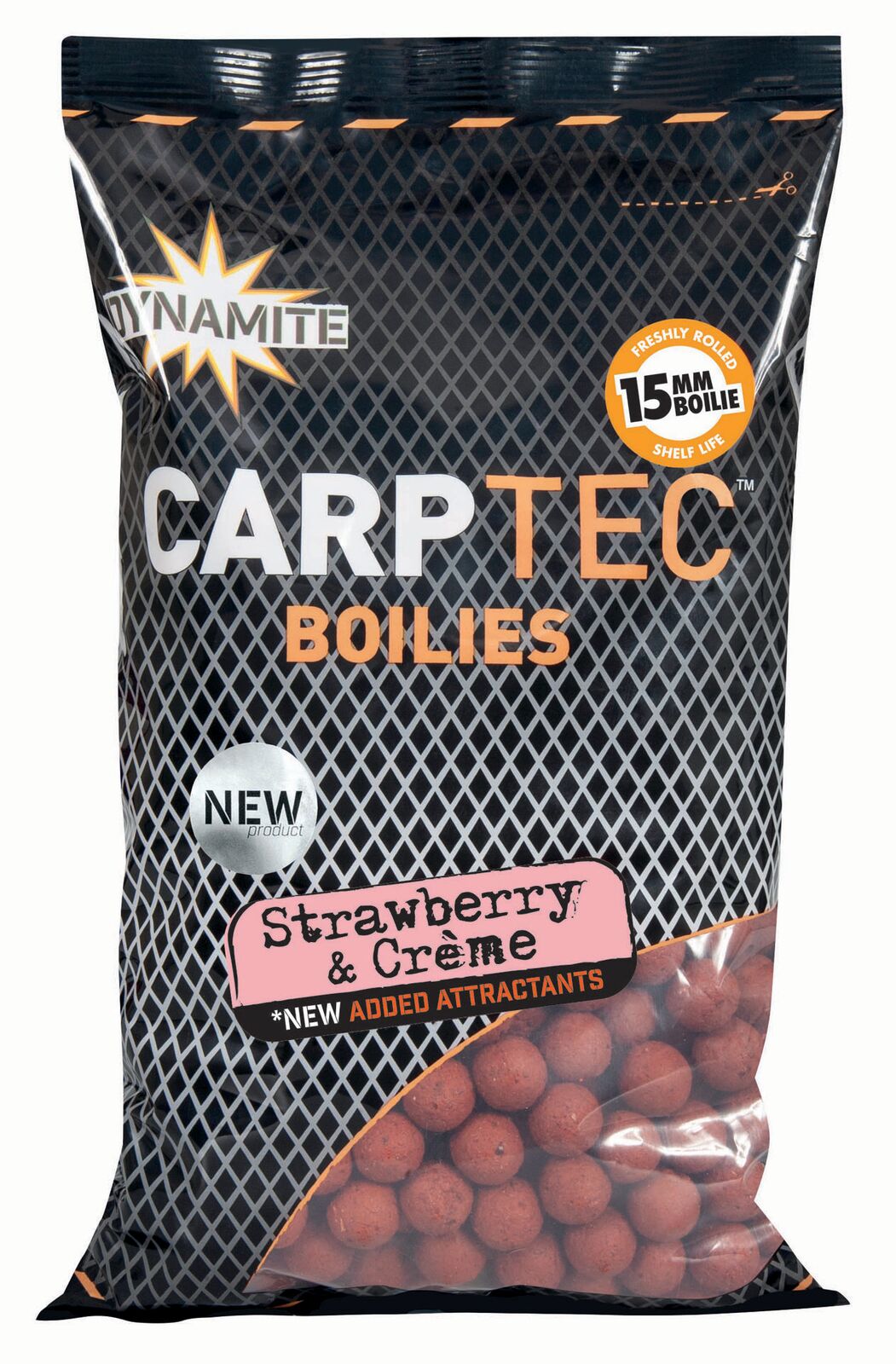 Dynamite Baits Carptec Strawberry & Crème Boilies 15mm (900g)