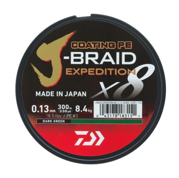 Daiwa J-Braid Expedition X8E Gevlochten Lijn Dark Green (300m)