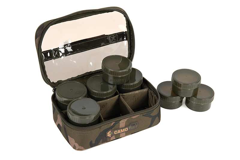 Fox Camolite 8 Pot Hookbait Case (Incl. 8 Potjes)