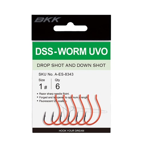 BKK DSS-Worm UV Dropshot Haak #4 (6 stuks)